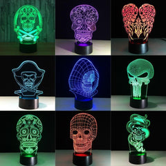Halloween Skull Light Acrylic 3D Hologram Illusion Desk Lamp