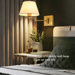 LED Swing Arm Wall Lamp - Adjustable Bedside Light for Bedroom, Hotel, Study