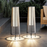 Outdoor Wicker Solar Floor Light 2 Pack - Waterproof Patio & Garden Light