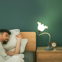 Vintage Green Flower LED Table Lamp – Adjustable E26 Bedside Light