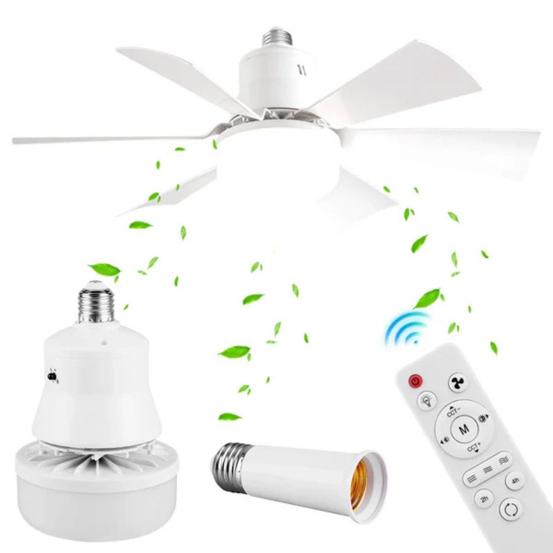 Screw In Ceiling Fan Light with Remote – 6 Blade LED Fan for Bedroom & Kitchen, Light Socket Extender Included