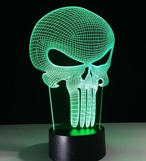 Halloween Skull  Light Acrylic 3D Hologram Illusion Desk Lamp