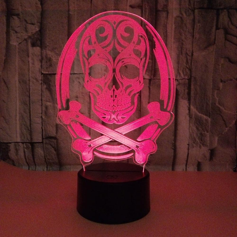 Halloween Skull  Light Acrylic 3D Hologram Illusion Desk Lamp