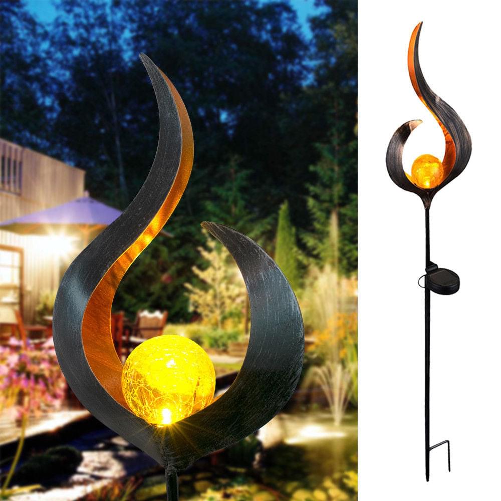 LED Solar Flame Light Metal LED Garden Light