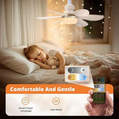 Screw In Ceiling Fan Light with Remote – 6 Blade LED Fan for Bedroom & Kitchen, Light Socket Extender Included