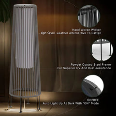 Outdoor Wicker Solar Floor Light 2 Pack - Waterproof Patio & Garden Light