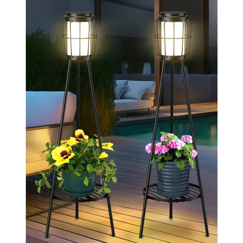 solar lantern with planter

