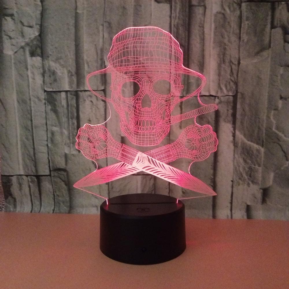 Halloween Skull  Light Acrylic 3D Hologram Illusion Desk Lamp
