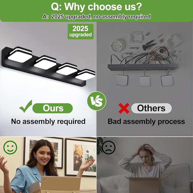 LED Bathroom Vanity Light Fixtures 4 Light - Energy Saving Swivel Design for Home