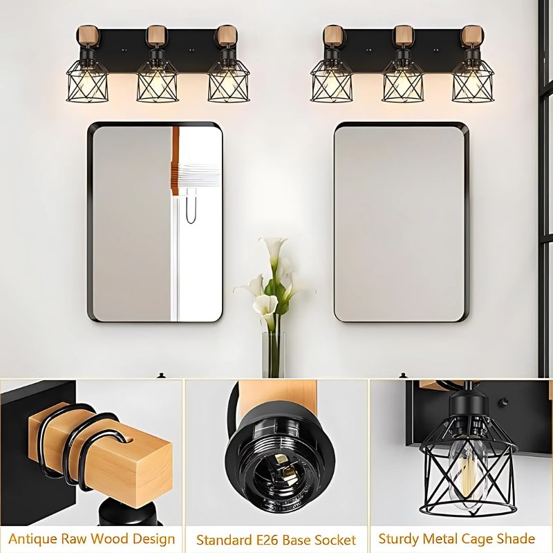 Farmhouse Vanity 3 Light  - Wall Lighting for Bedroom, Hallway, Living Room