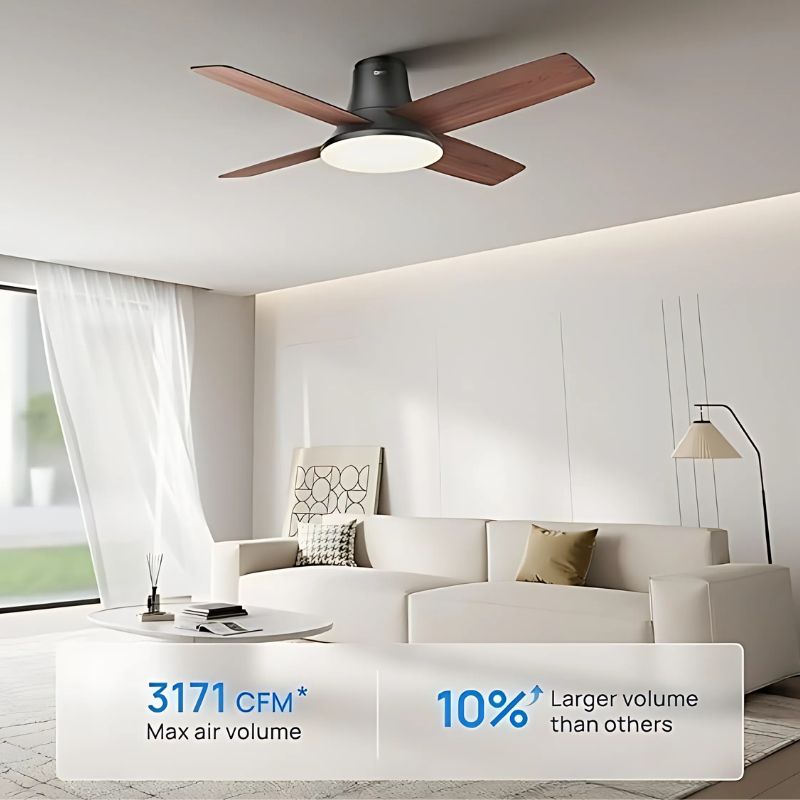 Luminaire 44" Ceiling Fan with Lights – Remote Control, 5 Color Dimmable LED Lighting for Bedroom & Living Room