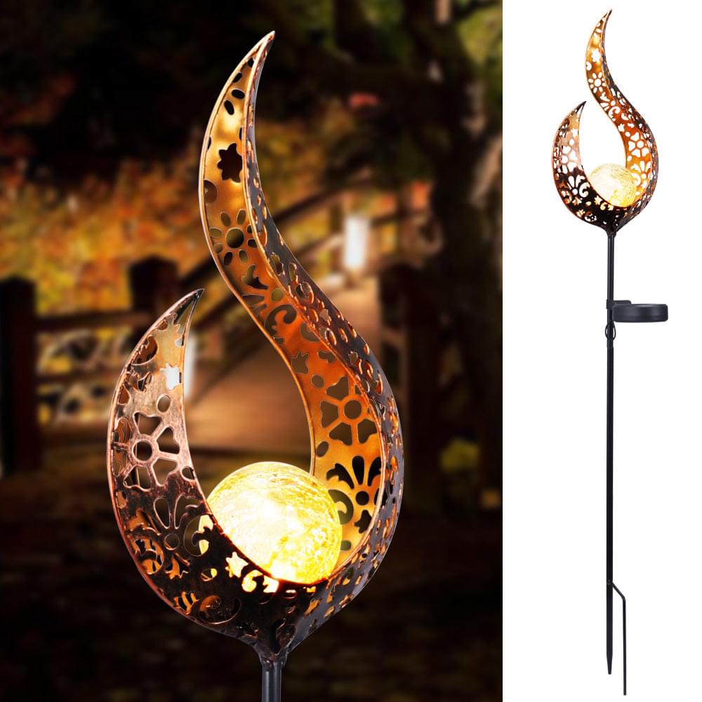 LED Solar Flame Light Metal LED Garden Light