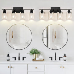 Bathroom Vanity 4 Light Fixture E26 base - Wall Sconce with Glass Shades, Up Down E26 Mount for Home Use