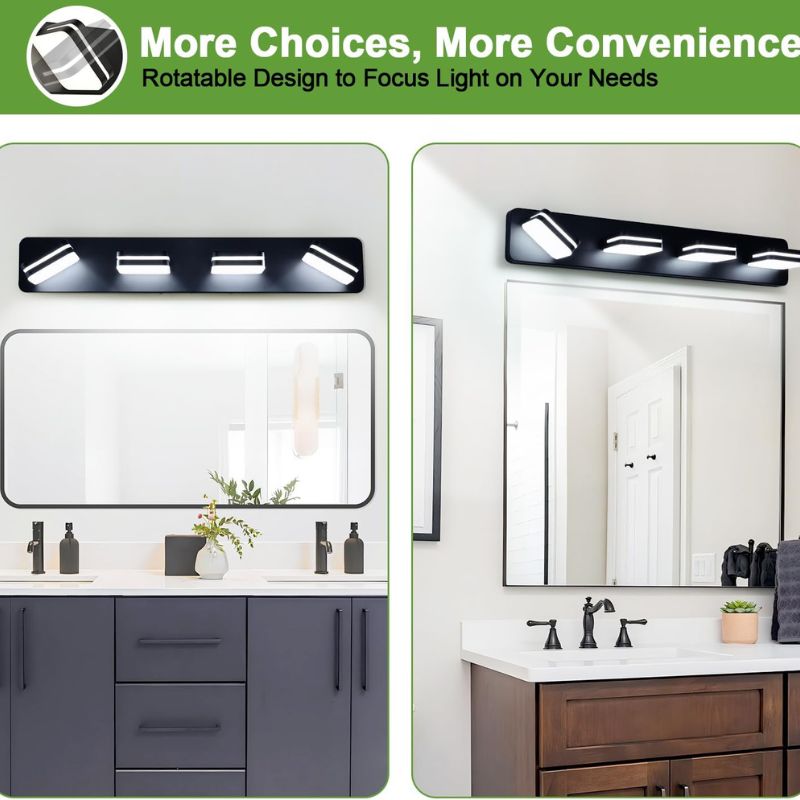 LED Bathroom Vanity Light Fixtures 4 Light - Energy Saving Swivel Design for Home