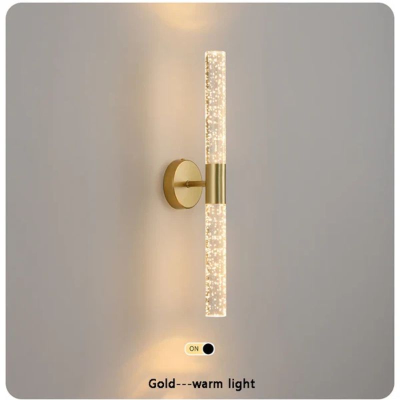 1 Piece Battery Operated Crystal LED Wall Sconce – Rechargeable Dimmable Gold Lamp for Bedroom & Living Room