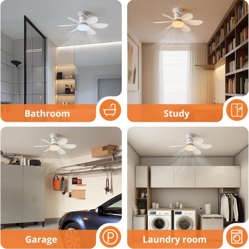 Screw In Ceiling Fan Light with Remote – 6 Blade LED Fan for Bedroom & Kitchen, Light Socket Extender Included