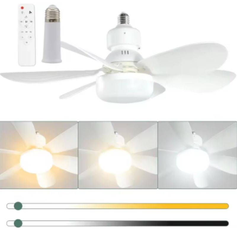 Screw In Ceiling Fan Light with Remote – 6 Blade LED Fan for Bedroom & Kitchen, Light Socket Extender Included