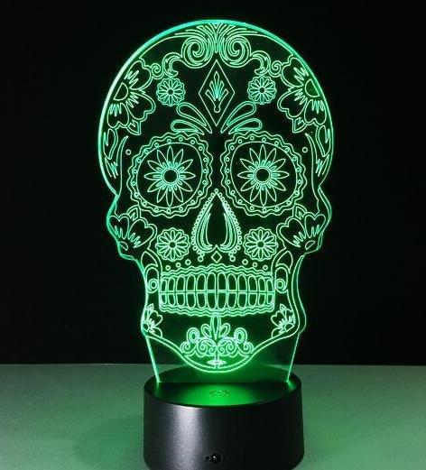 Halloween Skull  Light Acrylic 3D Hologram Illusion Desk Lamp