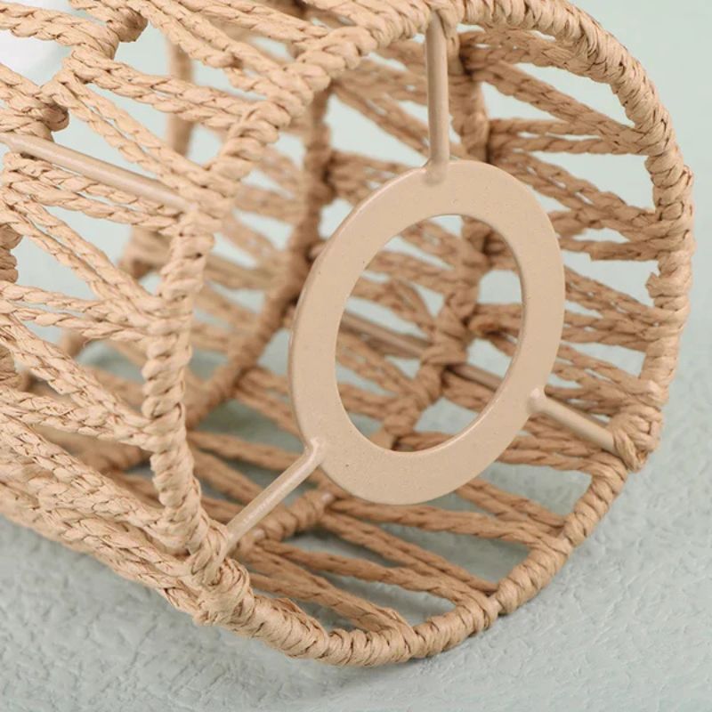 1Pcs Bohemian Rattan Pendant Light – Handwoven Wicker Ceiling Lamp