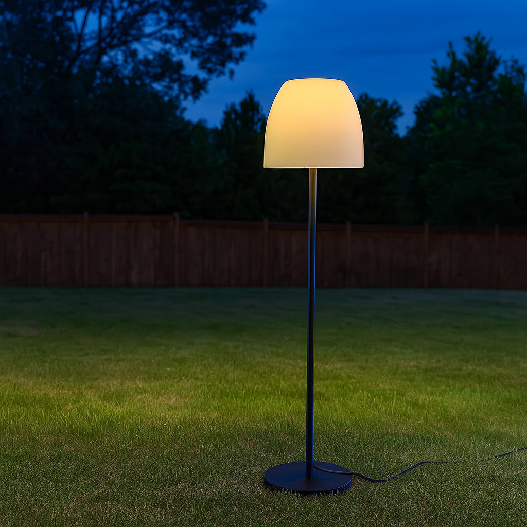 Rechargeable RGB+W Solar Floor Lamp – Remote Control Outdoor Light