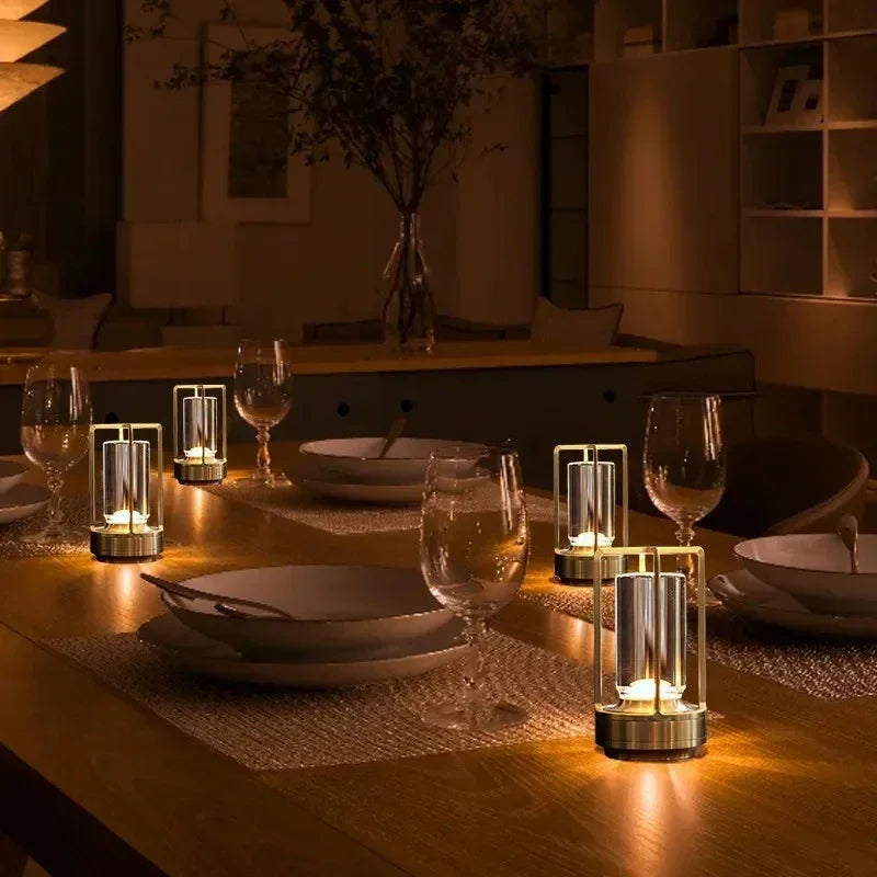 Dining table set with wine glasses,