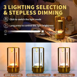 Gold cylindrical lamp with lighting 