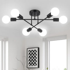 Modern 6 Light Sputnik Chandelier - Mount Lamp for Bedroom, Living Room, Kitchen, E27 Socket