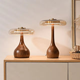 12W Vintage Copper Desk Lamp – Adjustable LED Light with Wooden Base & Glass Shade