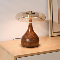 12W Vintage Copper Desk Lamp – Adjustable LED Light with Wooden Base & Glass Shade