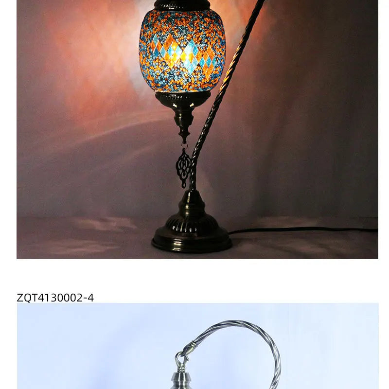 Vintage Handmade Mosaic Lampshade Turkish Moroccan Bohemian Style Table Lamp