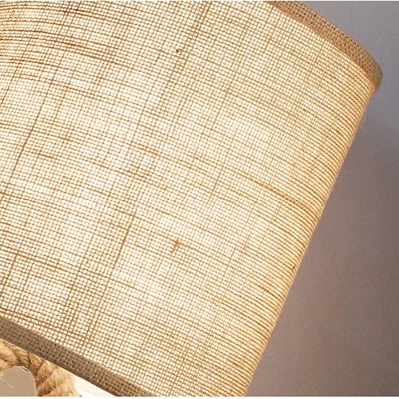 Vintage Hemp Rope Table Lamp – E27 Bedside Light for Bedroom & Study