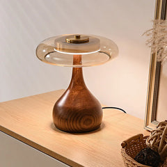 12W Vintage Copper Desk Lamp – Adjustable LED Light with Wooden Base & Glass Shade