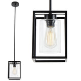 E26 Modern Clear Glass Pendant Light – Adjustable Hardwired Chandelier (bulb not included)