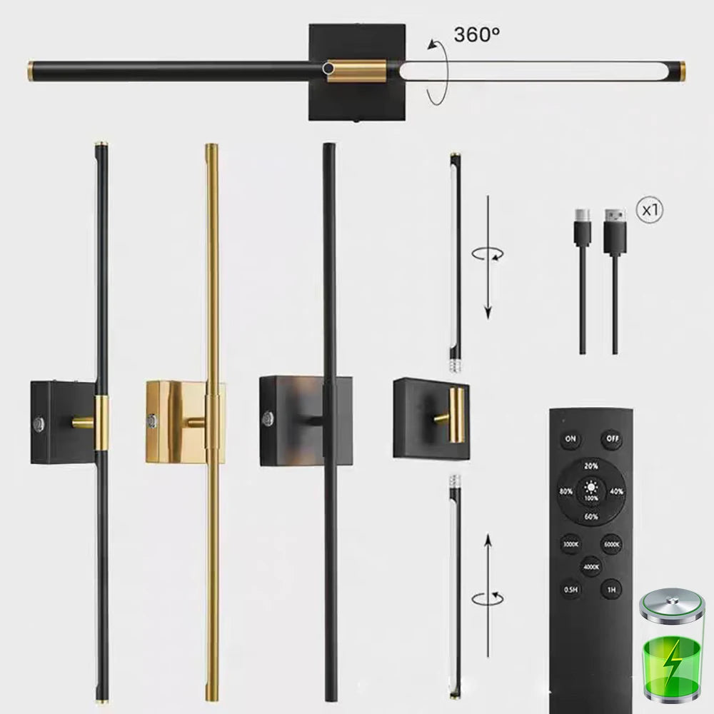 Battery Operated Wall Sconces Set of 2 -  Dimmable LED Rechargeable Wireless Wall Lights with Remote for Any Room