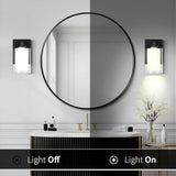 Modern Wall Sconces Set of 2  - Matte Black Industrial Glass Shade Vanity Lights