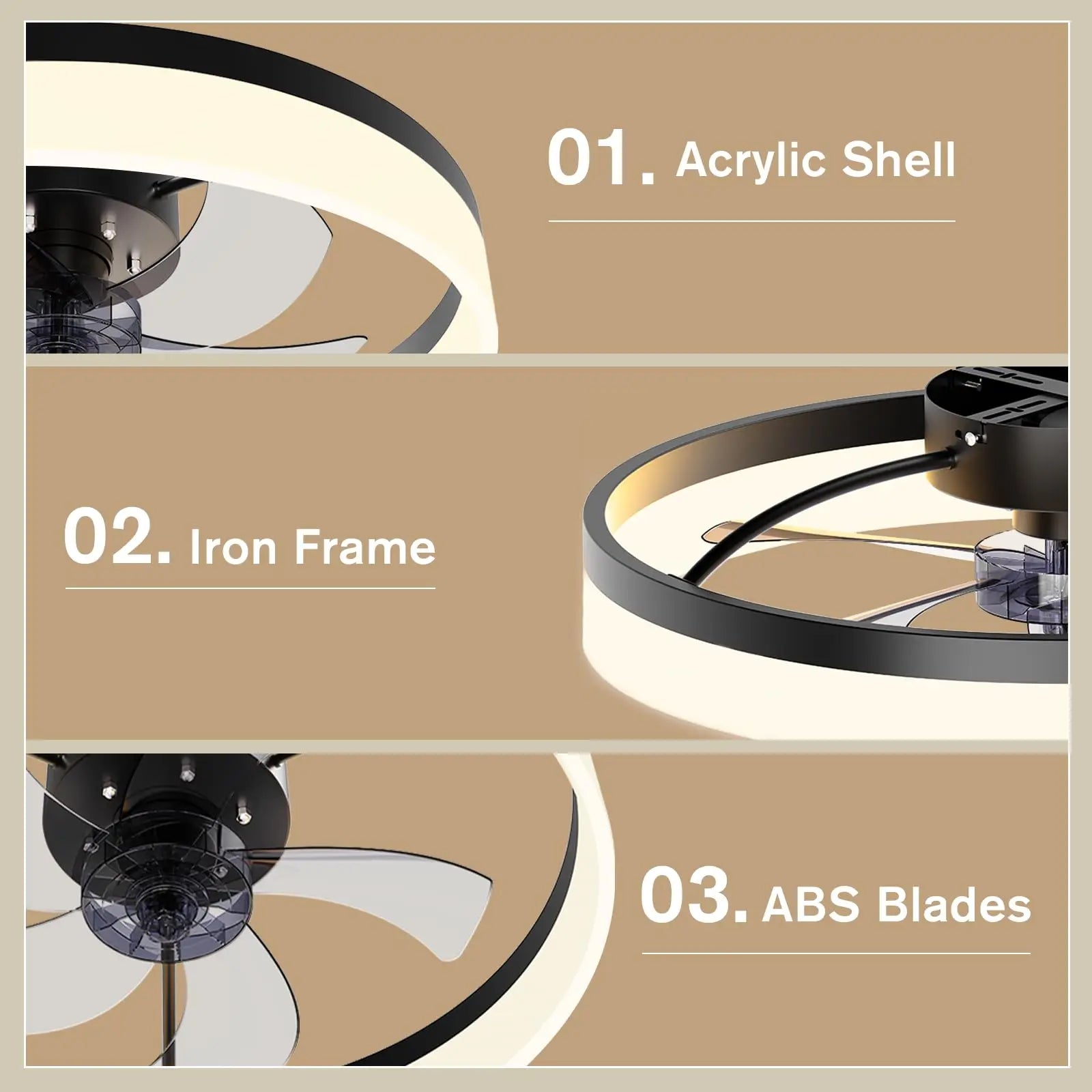 Modern Ceiling Fan with LED Light – Remote Control, Silent Operation, Color Changing, Stylish Home Lighting Fixture