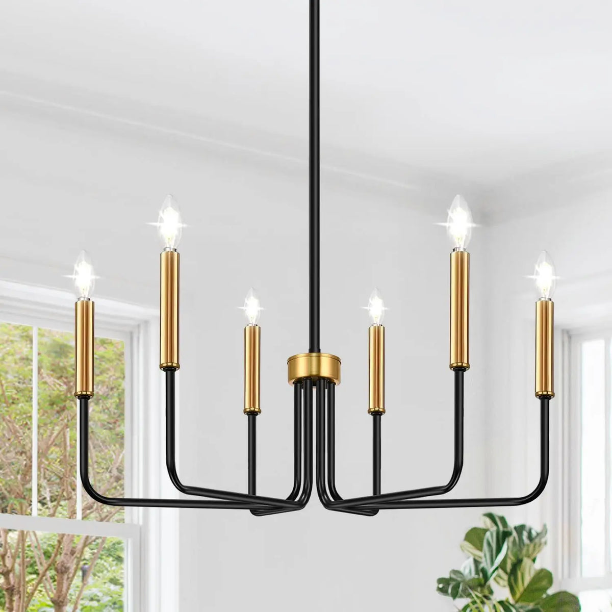 Retro 6 Light Candle Chandelier - for Dining Room, Living Room, Kitchen, Hall, and Bedroom