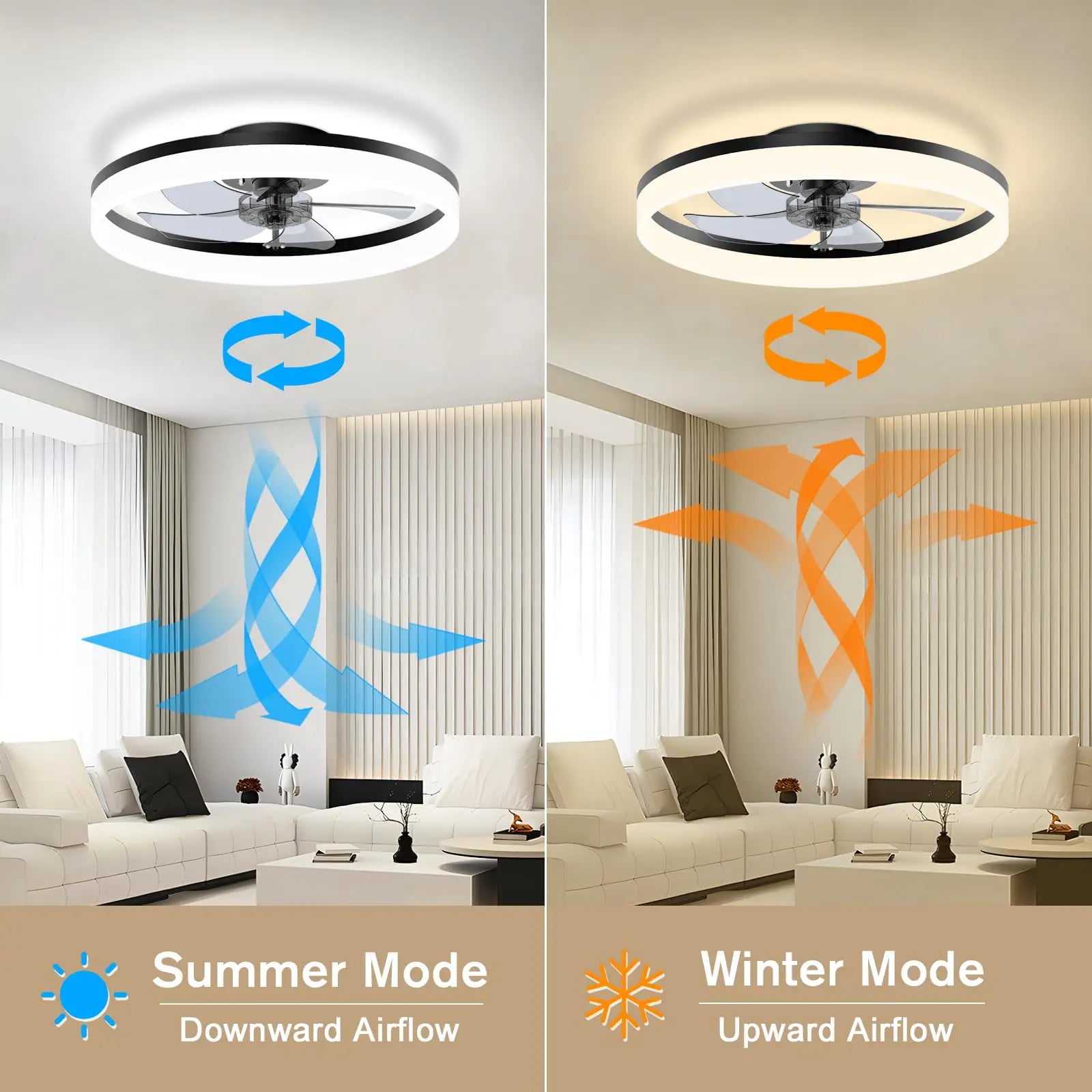 Modern Ceiling Fan with LED Light – Remote Control, Silent Operation, Color Changing, Stylish Home Lighting Fixture