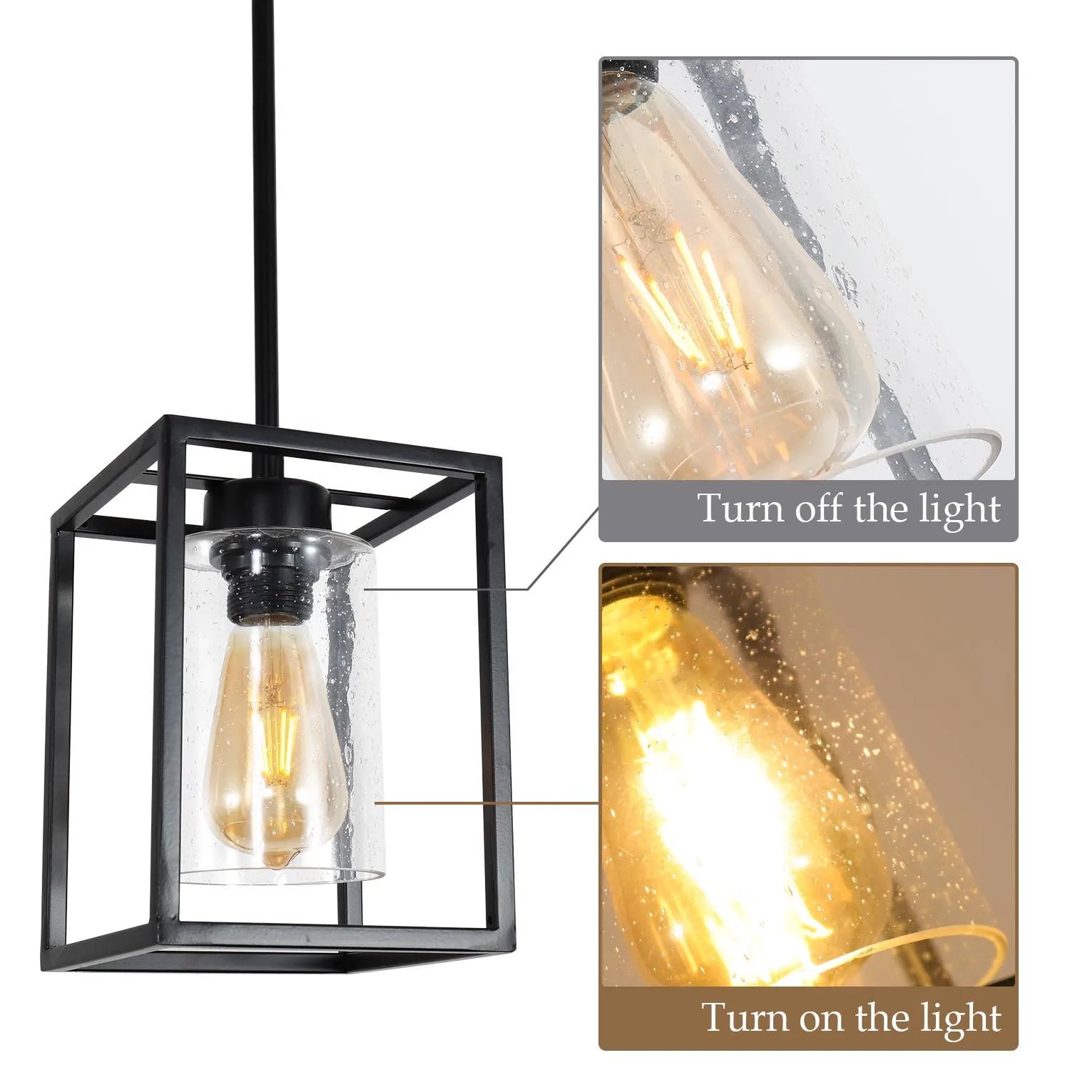 E26 Modern Clear Glass Pendant Light – Adjustable Hardwired Chandelier (bulb not included)