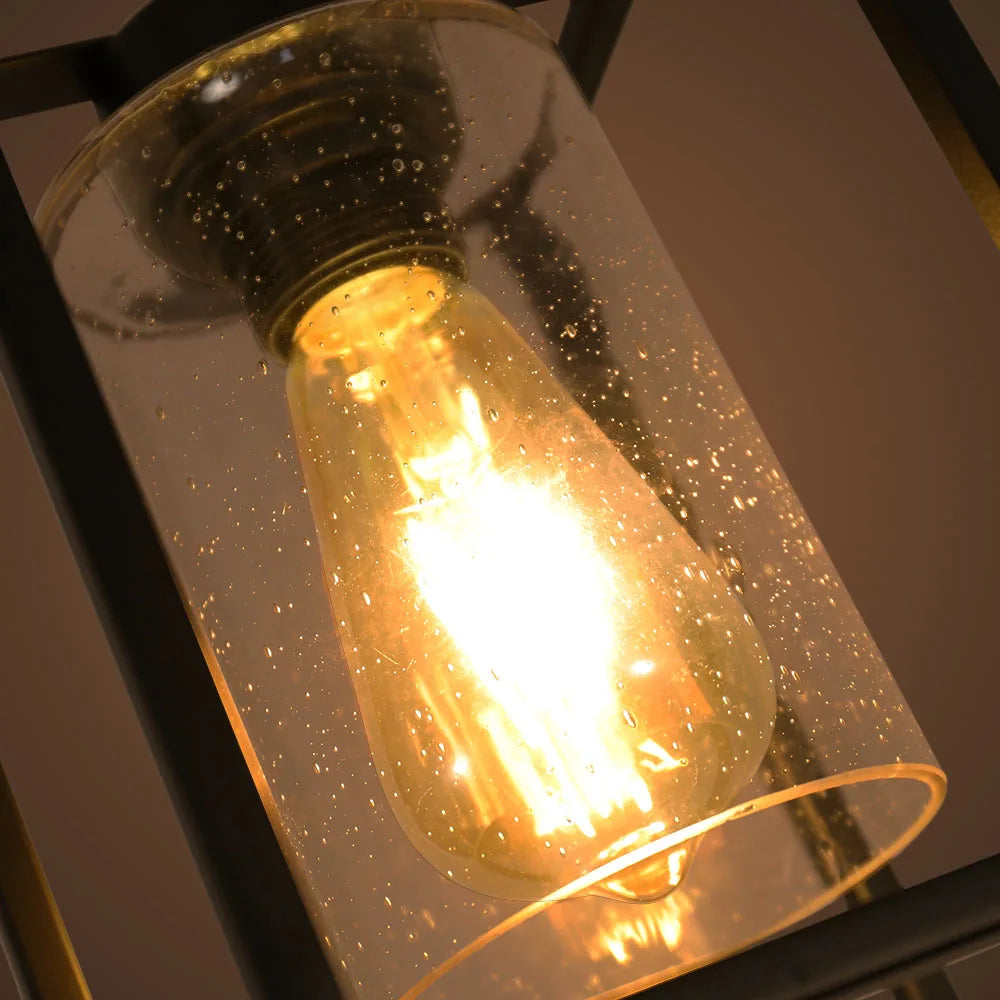 E26 Modern Clear Glass Pendant Light – Adjustable Hardwired Chandelier (bulb not included)