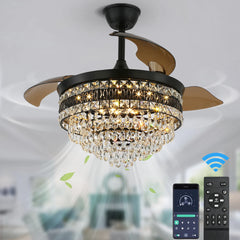 Smart Ceiling Fan with LED Light – APP & Remote Control, 6 Speeds, 3 Head Fandelier Lamp for Bedroom and Indoor Lighting