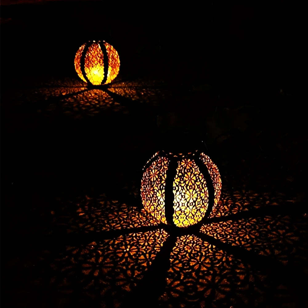 Waterproof Outdoor Solar Garden Light – Iron Art Hanging LED Lantern, Hollow Projection Landscape Decor Light