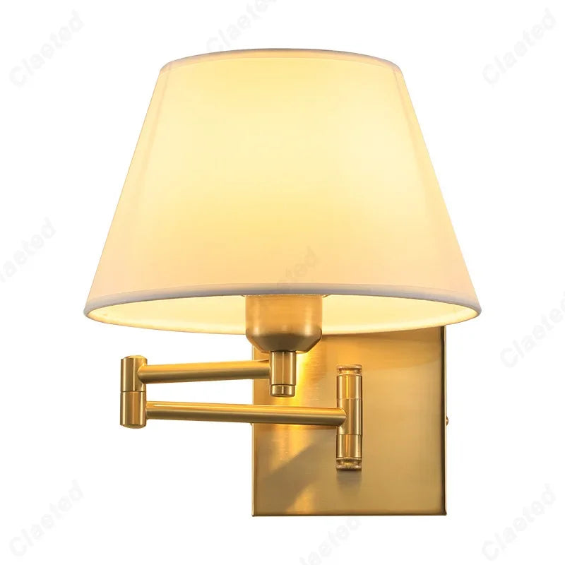 LED Swing Arm Wall Lamp - Adjustable Bedside Light for Bedroom, Hotel, Study