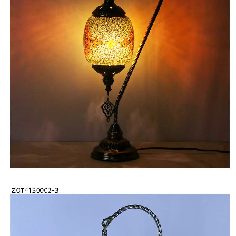 Vintage Handmade Mosaic Lampshade Turkish Moroccan Bohemian Style Table Lamp