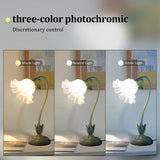 Vintage Green Flower LED Table Lamp – Adjustable E26 Bedside Light