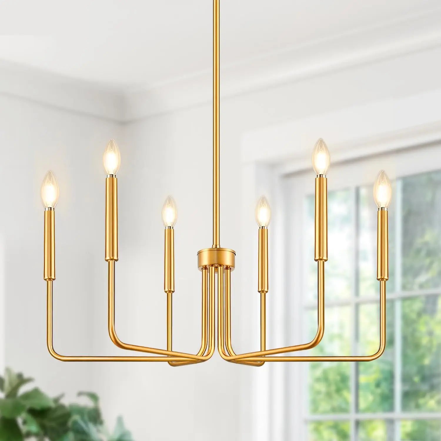 Retro 6 Light Candle Chandelier - for Dining Room, Living Room, Kitchen, Hall, and Bedroom