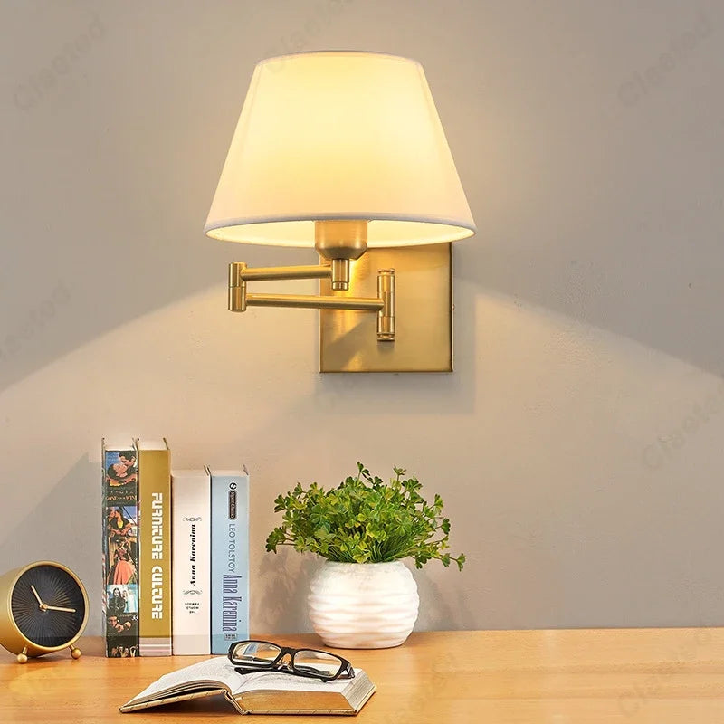 LED Swing Arm Wall Lamp - Adjustable Bedside Light for Bedroom, Hotel, Study