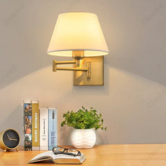 LED Swing Arm Wall Lamp - Adjustable Bedside Light for Bedroom, Hotel, Study