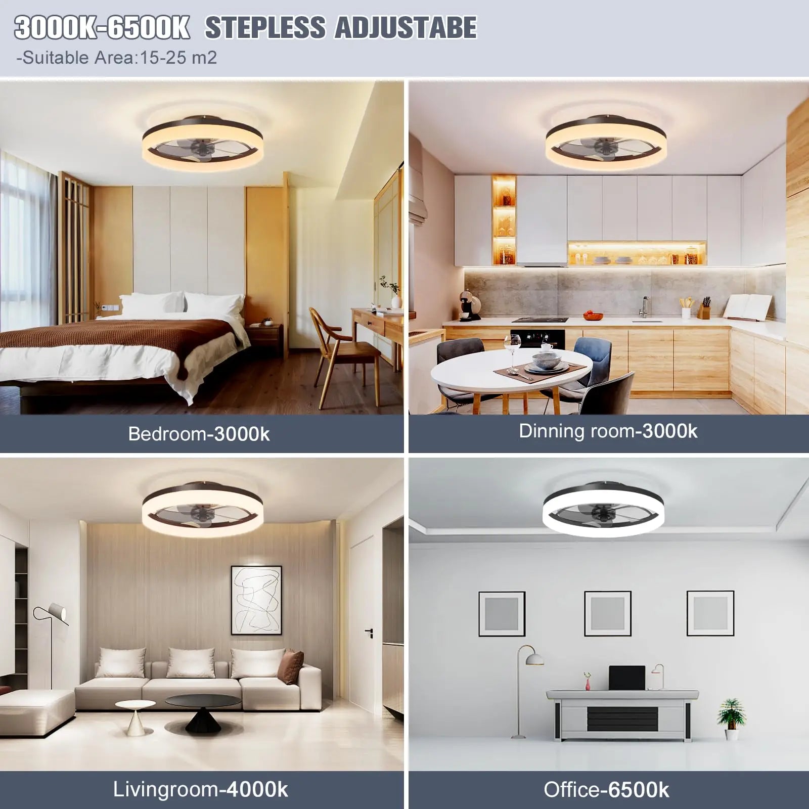 Modern Ceiling Fan with LED Light – Remote Control, Silent Operation, Color Changing, Stylish Home Lighting Fixture