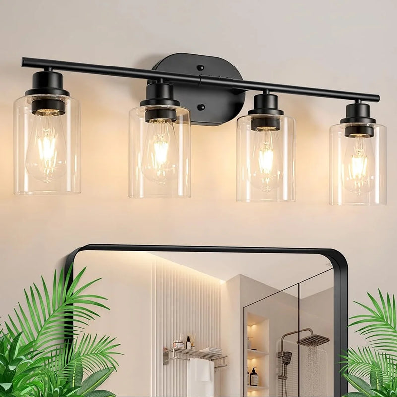 Bathroom Vanity 4 Light Fixture E26 base - Wall Sconce with Glass Shades, Up Down E26 Mount for Home Use